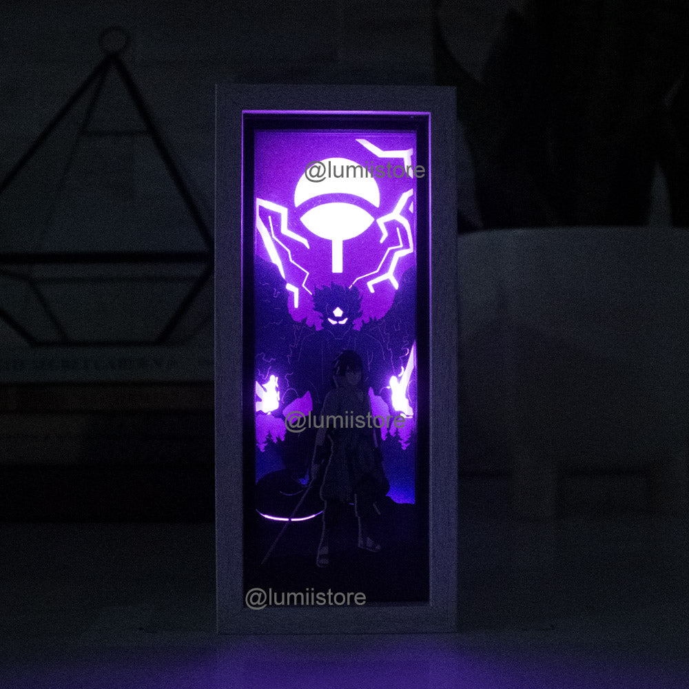 Sasuke Uchiha, Naruto shadow box template, Sasuke 3D lightbox, anime decor, DIY anime lightbox, Sasuke digital design, Naruto room decor, anime fan gift, handmade Sasuke lightbox template, Sasuke template, Sasuke digital