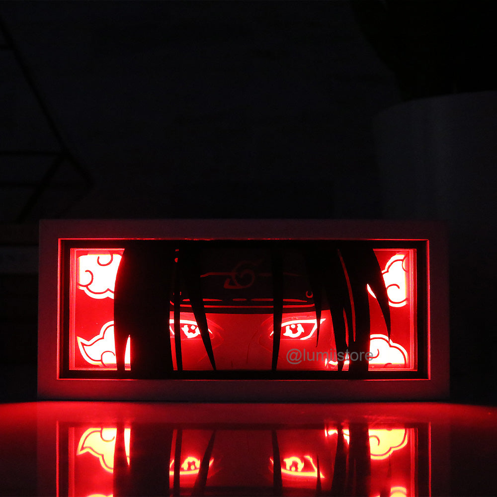 Itachi Uchiha, Naruto shadow box template, Itachi 3D lightbox, anime decor, DIY anime lightbox, Itachi Uchiha digital design, Naruto room decor, anime fan gift, handmade Itachi lightbox template