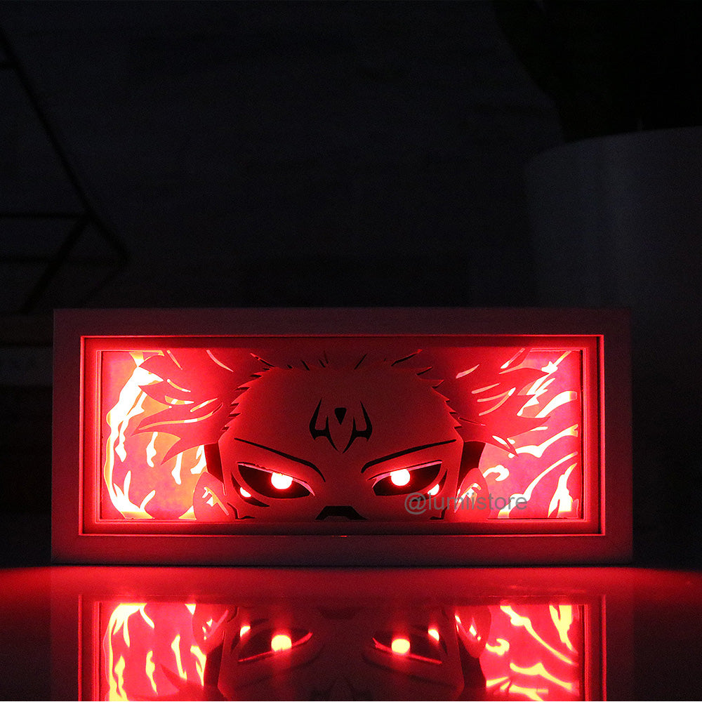 Yuji Itadori and Sukuna, Jujutsu Kaisen shadow box template, Yuji and Sukuna 3D lightbox, anime decor, DIY anime lightbox, Jujutsu Kaisen digital design, Yuji and Sukuna room decor, anime fan gift, handmade Yuji and Sukuna lightbox template