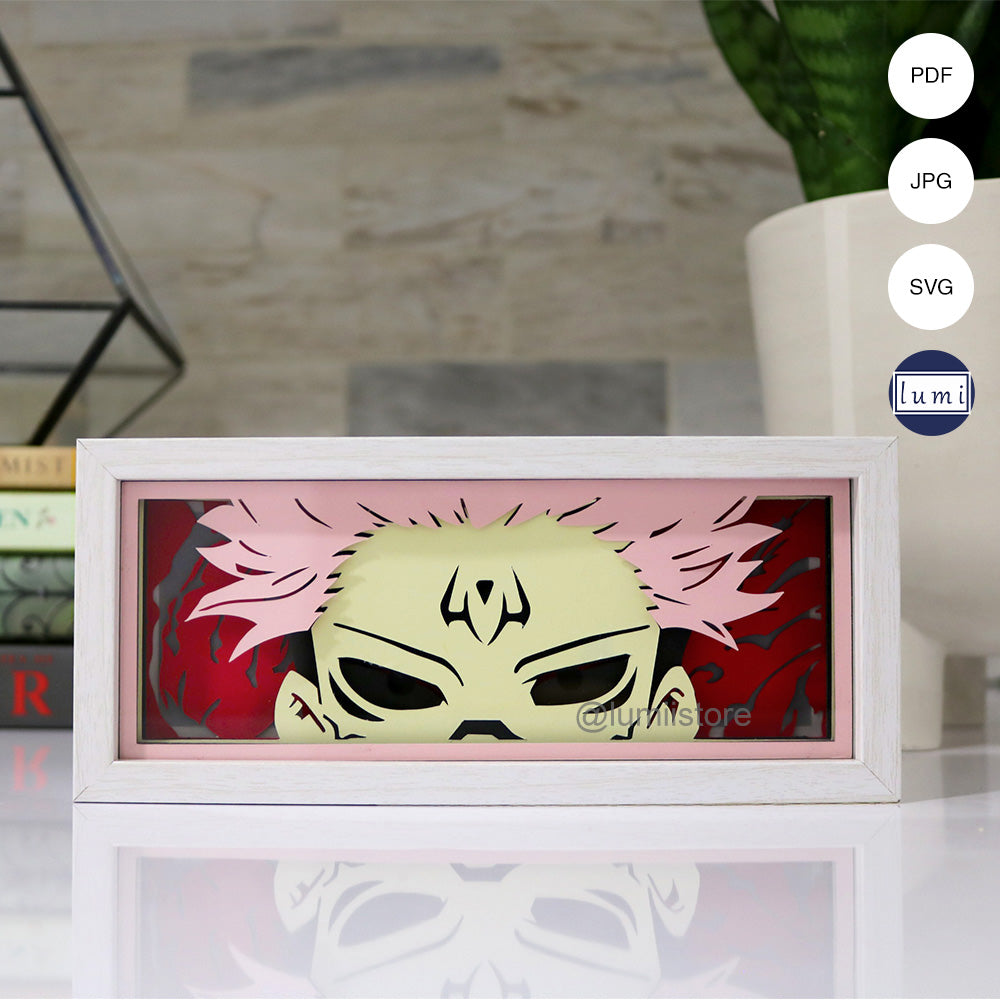Yuji Itadori and Sukuna, Jujutsu Kaisen shadow box template, Yuji and Sukuna 3D lightbox, anime decor, DIY anime lightbox, Jujutsu Kaisen digital design, Yuji and Sukuna room decor, anime fan gift, handmade Yuji and Sukuna lightbox template