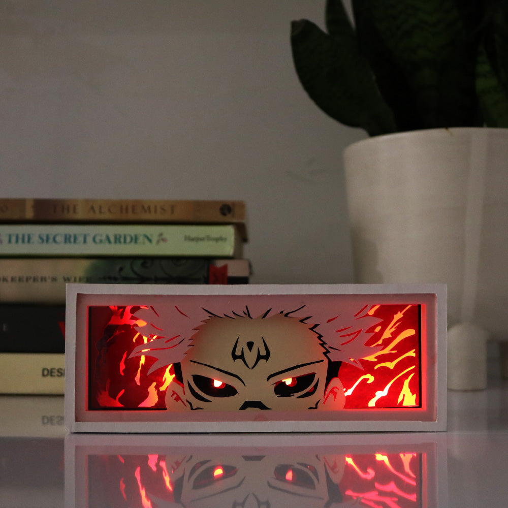 Yuji Itadori and Sukuna, Jujutsu Kaisen shadow box template, Yuji and Sukuna 3D lightbox, anime decor, DIY anime lightbox, Jujutsu Kaisen digital design, Yuji and Sukuna room decor, anime fan gift, handmade Yuji and Sukuna lightbox template