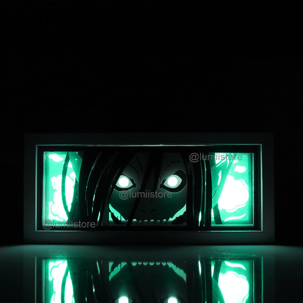 Attack on Titan Eren Lightbox: Vivid, high-quality image of Eren in Titan form, perfect for anime collectors and Attack on Titan AOT fans
