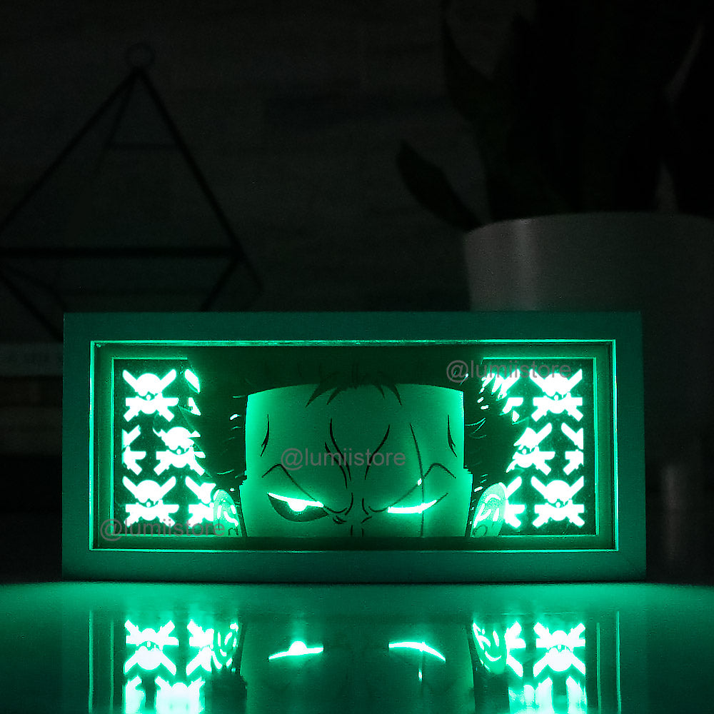 Roronoa Zoro, Straw Hat Pirates, One Piece merchandise, Zoro art, Zoro fan, Zoro nightlight, One Piece art, One Piece fan, One Piece nightlight, anime light, anime lightbox