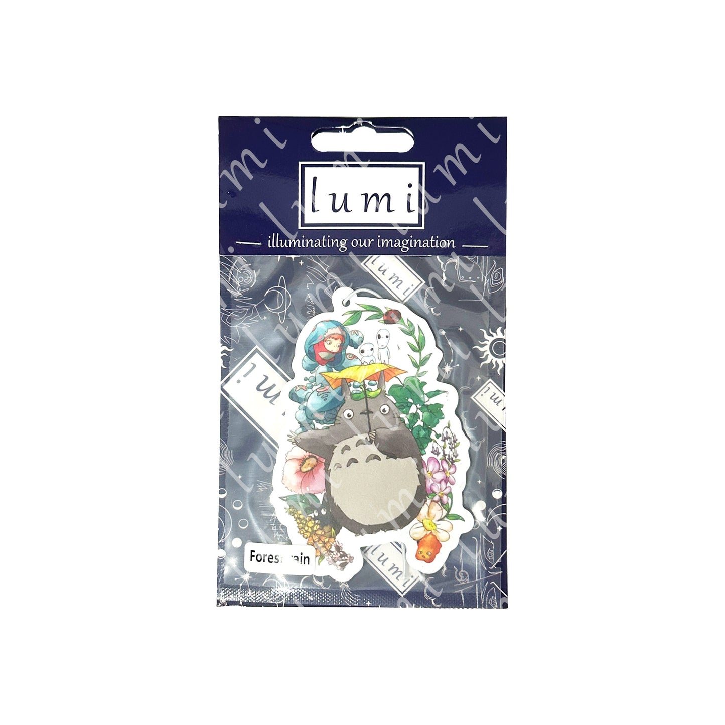 Image of a Kawaii Studio Ghibli Air Freshener featuring Totoro, Calcifer, Ponyo, Kodama, and Jiji characters. A delightful addition to your space, both visually and aromatically.