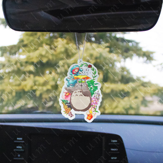 Image of a Kawaii Studio Ghibli Air Freshener featuring Totoro, Calcifer, Ponyo, Kodama, and Jiji characters. A delightful addition to your space, both visually and aromatically.