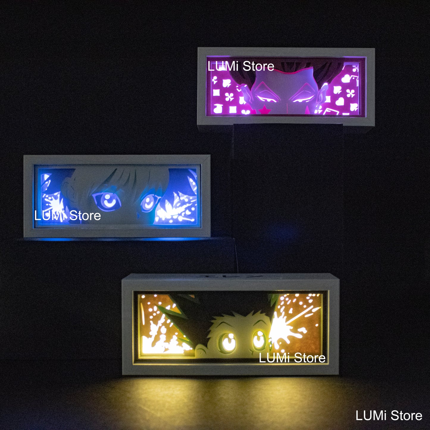 Killua from Hunter x Hunter, hxh fan, hxh merch, killua merch, killua lightbox, anime lightbox, anime lights, anime shadowbox