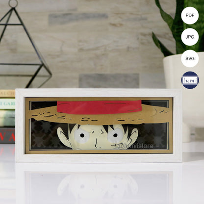 Monkey D. Luffy, One Piece shadow box template, Luffy 3D lightbox, anime decor, DIY anime lightbox, Luffy digital design, One Piece room decor, anime fan gift, handmade Luffy lightbox template, luffy template, luffy digital