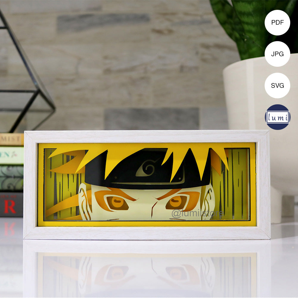 Naruto Uzumaki, Naruto shadow box template, Naruto 3D lightbox, anime decor, DIY anime lightbox, Naruto digital design, Naruto room decor, anime fan gift, handmade Naruto lightbox template, Naruto template, Naruto digital