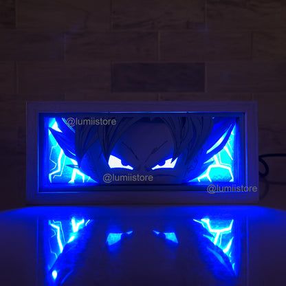 Lightbox featuring Goku in his Super Saiyan transformation, Dragon Ball Z lights, Goku Super Saiyan lightbox, Goku lightbox, Dragon Ball Z merchandise, Goku artwork, iconic anime character, anime merch, anime lights, goku lights