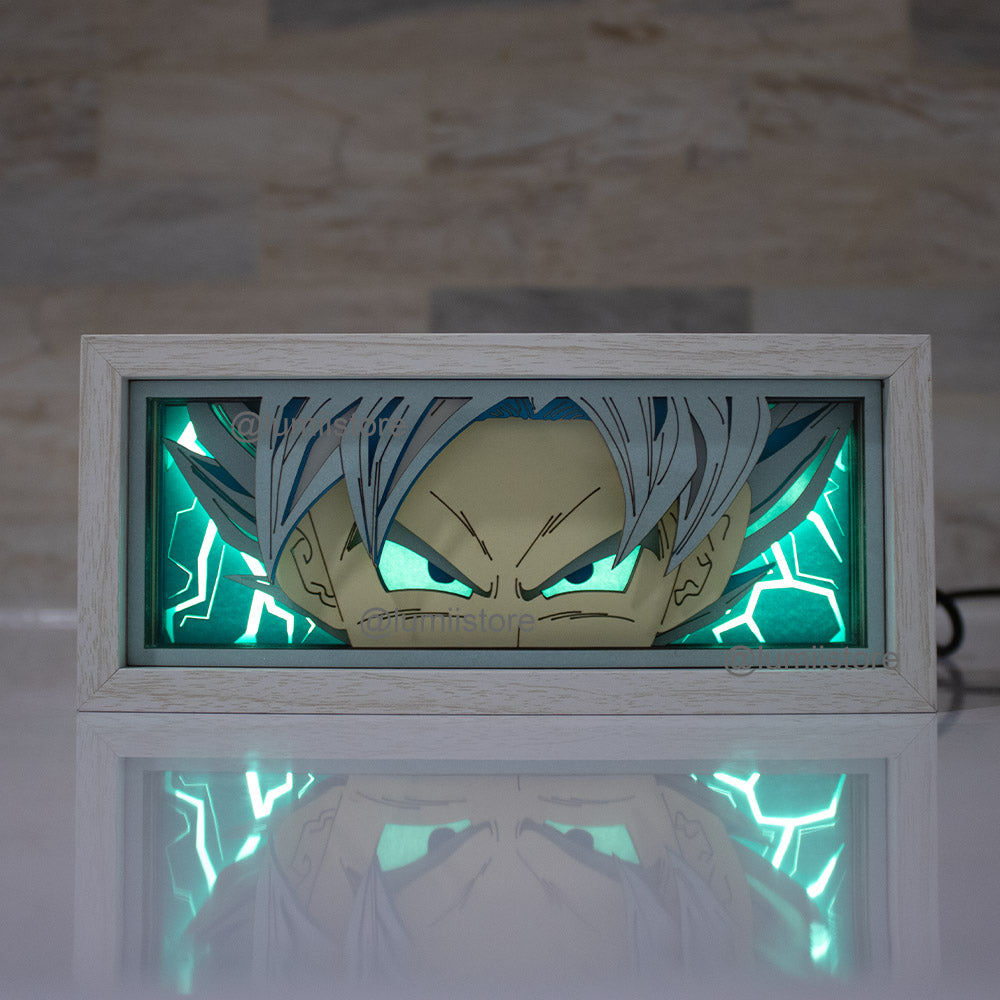 Lightbox featuring Goku in his Super Saiyan transformation, Dragon Ball Z lights, Goku Super Saiyan lightbox, Goku lightbox, Dragon Ball Z merchandise, Goku artwork, iconic anime character, anime merch, anime lights, goku lights