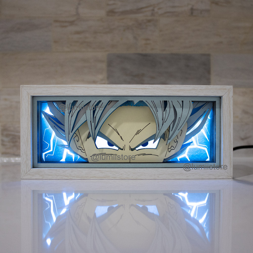 Lightbox featuring Goku in his Super Saiyan transformation, Dragon Ball Z lights, Goku Super Saiyan lightbox, Goku lightbox, Dragon Ball Z merchandise, Goku artwork, iconic anime character, anime merch, anime lights, goku lights