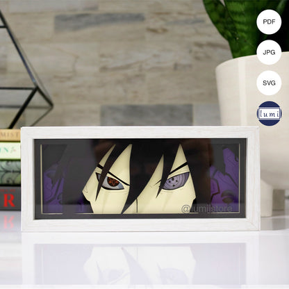 Sasuke Uchiha, Naruto shadow box template, Sasuke 3D lightbox, anime decor, DIY anime lightbox, Sasuke digital design, Naruto room decor, anime fan gift, handmade Sasuke lightbox template, Sasuke template, Sasuke digital