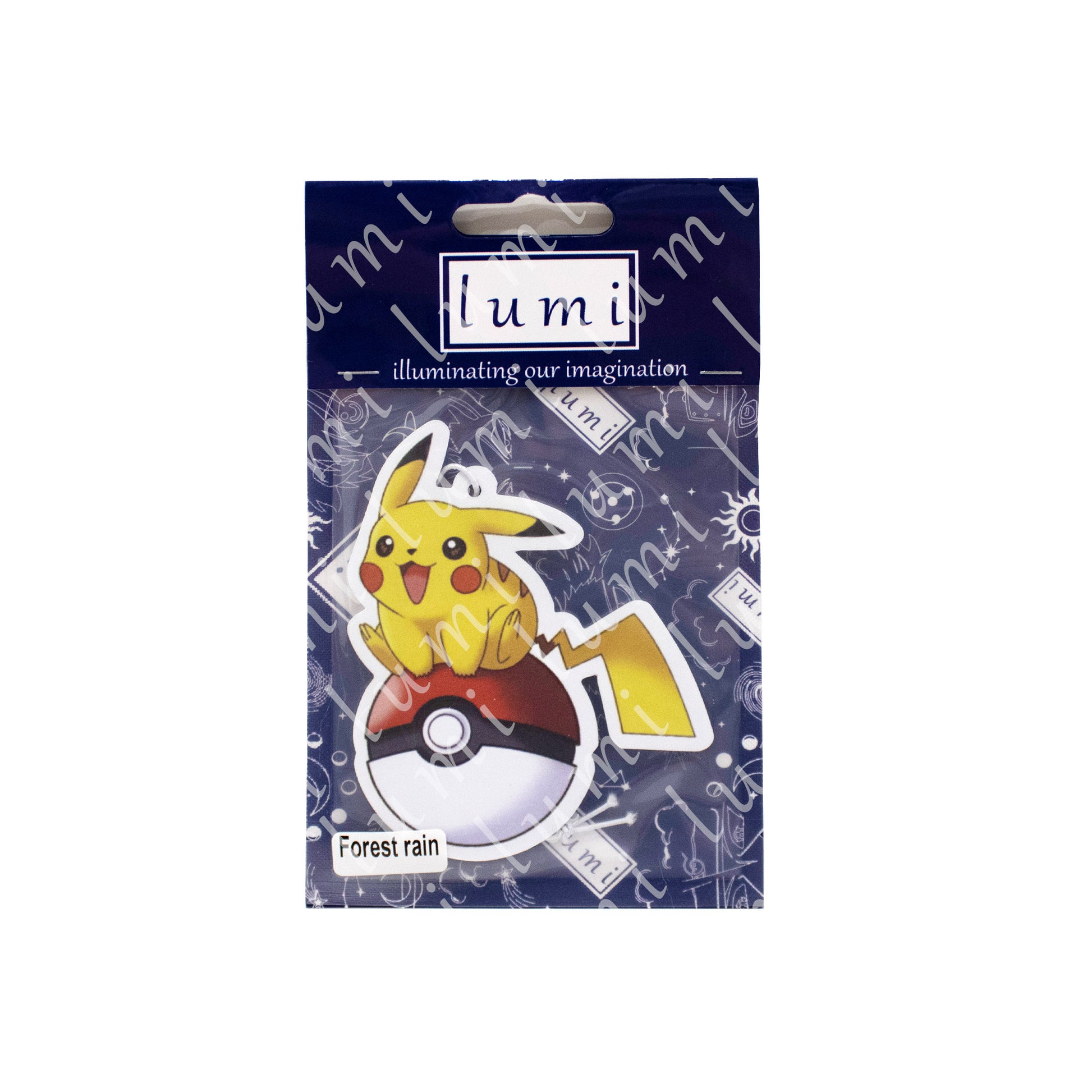 Image of a Pikachu air freshener with a pokeball design, suitable for use in a car or other small spaces. The air freshener features a cute and colorful Pikachu on a pokeball, surrounded by fresh-scented aroma.