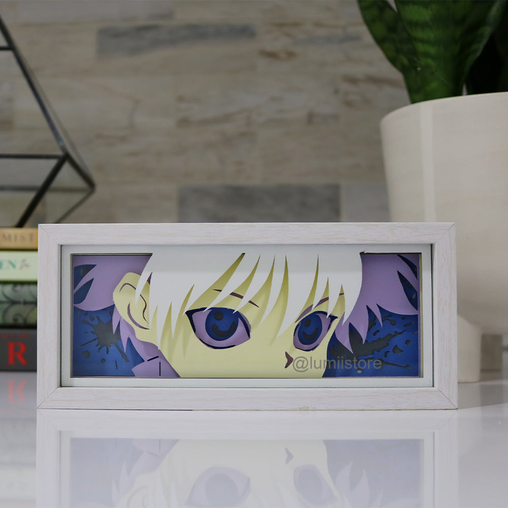 Killua from Hunter x Hunter, hxh fan, hxh merch, killua merch, killua lightbox, anime lightbox, anime lights, anime shadowbox