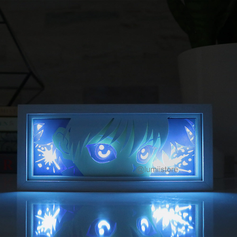 Killua from Hunter x Hunter, hxh fan, hxh merch, killua merch, killua lightbox, anime lightbox, anime lights, anime shadowbox